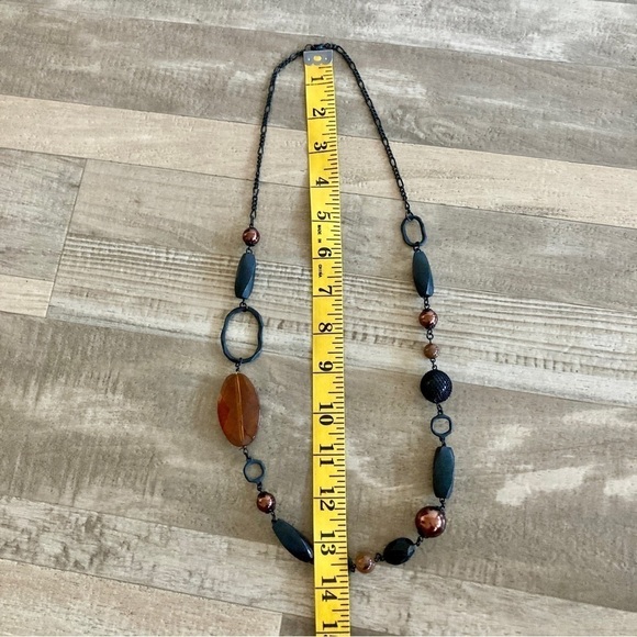 Artisan BEAD and Chain Long Statement Necklace EB - Picture 7 of 12